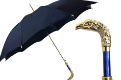 24K eagle handle - elegant blue umbrella