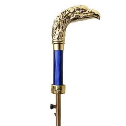 24K eagle handle - elegant blue umbrella