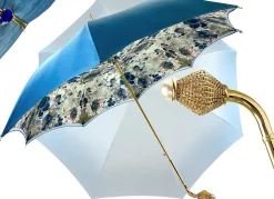 Light Blue Flowers Umbrella, Double Cloth
