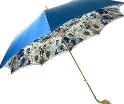 Light Blue Flowers Umbrella, Double Cloth