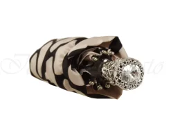Lightweight Black & Cream Folding Umbrella