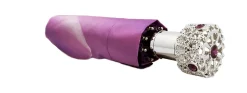 Lilac Flower Ladies Folding Umbrella with Silver-Plated Handle
