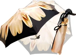 Lotus Women's Folding Umbrella with Black Duck Handle Handmade Mini Umbrellas