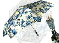 Lovely Folding Umbrella With Blue Poppies Design