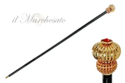 Luxurious Jeweled Walking Stick with Red Crystals