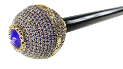 Luxurious Jeweled Walking Stick with Sapphire crystals