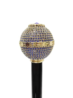Luxurious Jeweled Walking Stick with Sapphire crystals