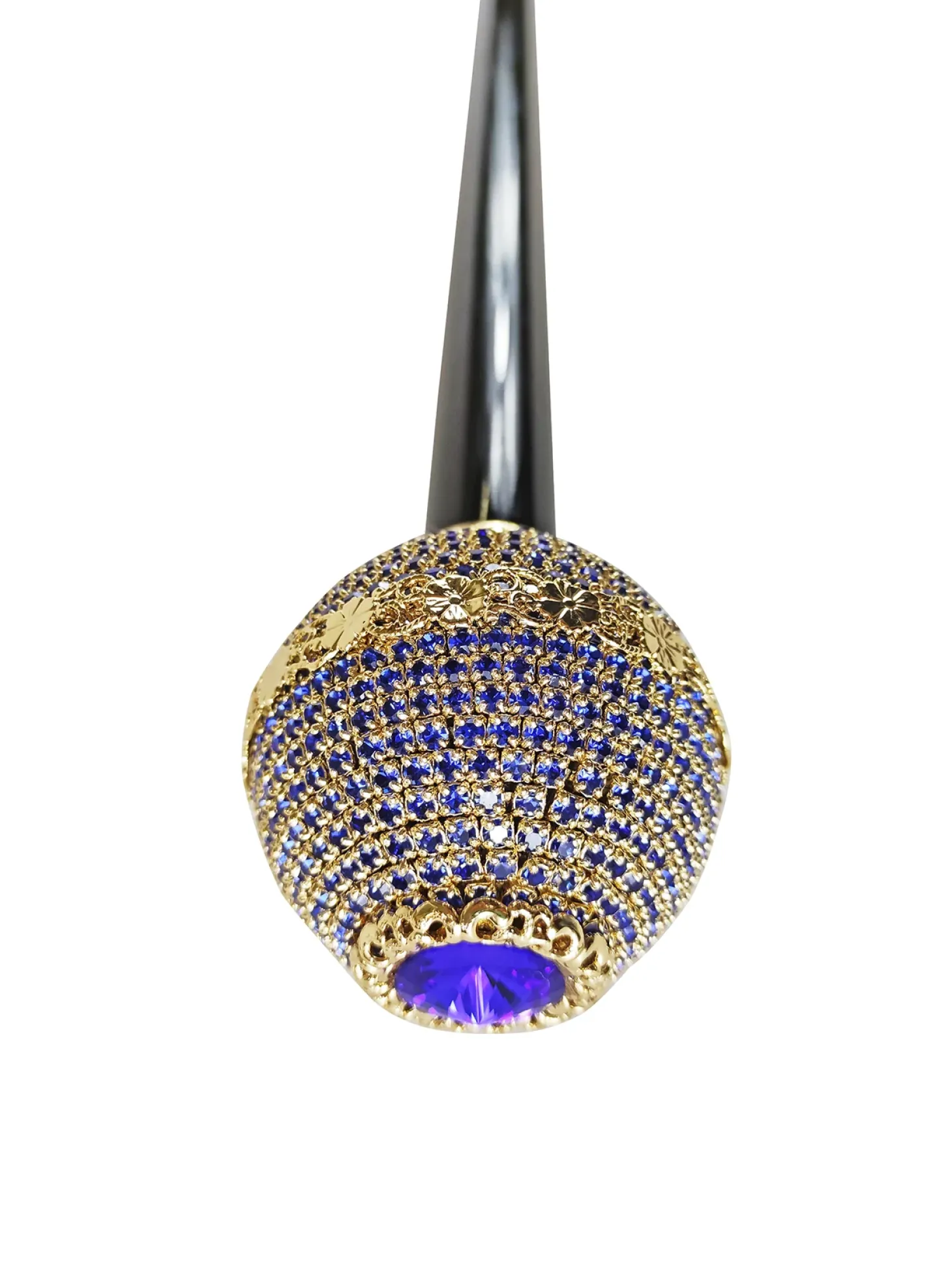 Luxurious Jeweled Walking Stick with Sapphire crystals
