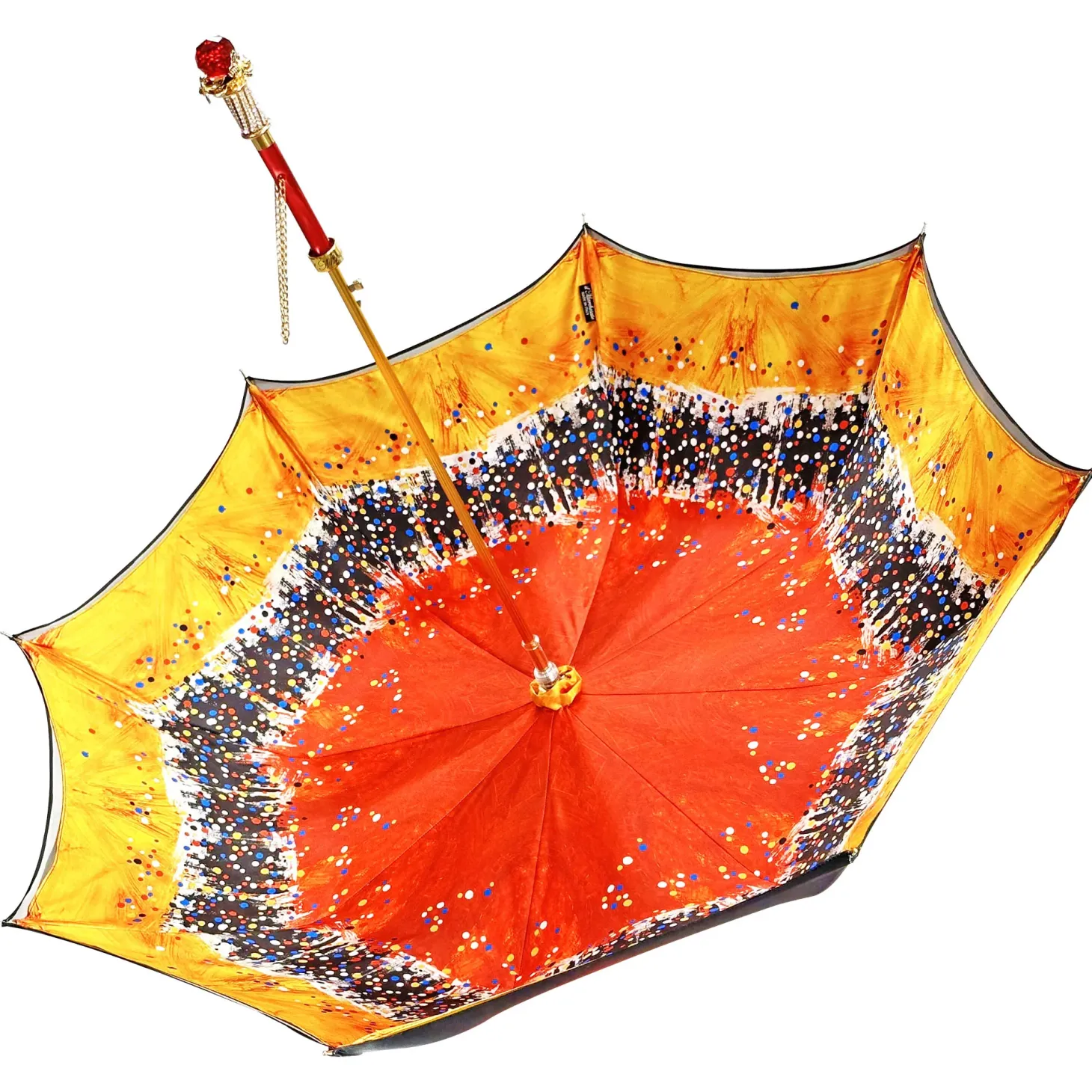 Luxurious Red Umbrella with big red crystals and bee handle