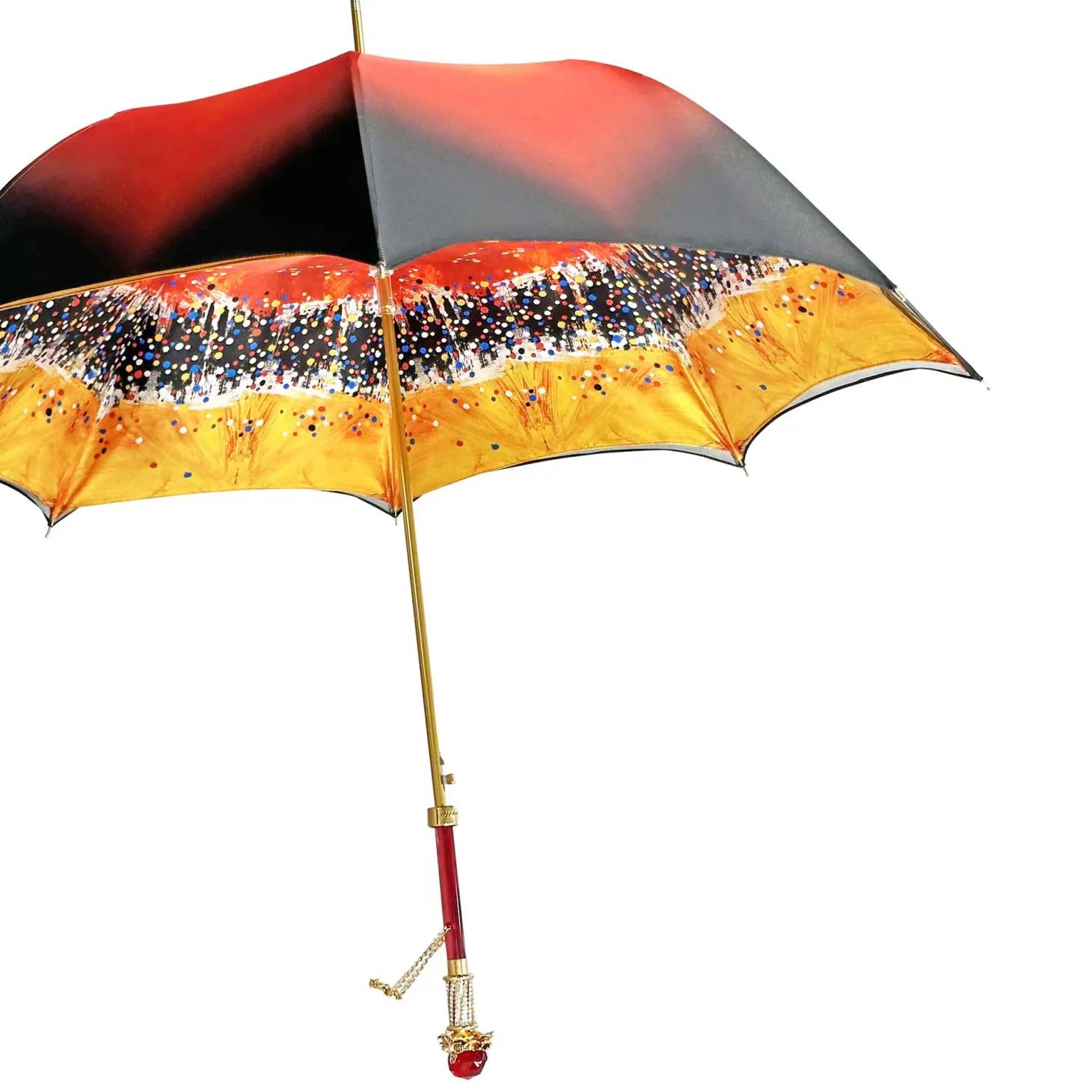 Luxurious Red Umbrella with big red crystals and bee handle