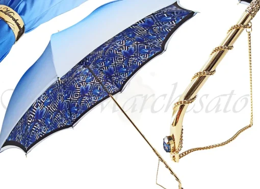 Luxury Double Canopy Sky-Blue Umbrella il Marchesato Designer