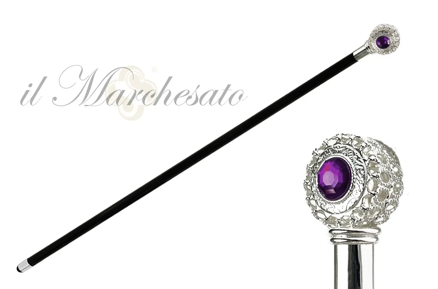 Luxury Evening Walking Stick Silver Plated Handle