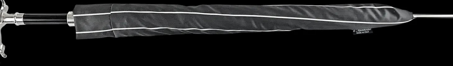 Luxury Gents Black Pinstripe Umbrella with Jaguar Handle