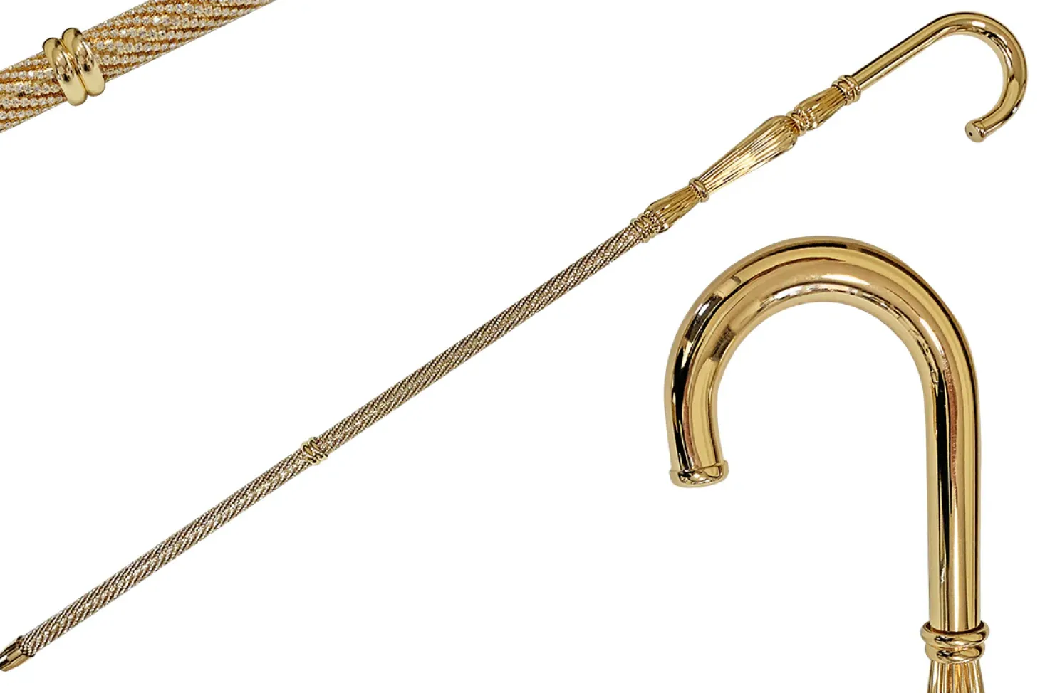 Luxury Gold plated 24K walking stick encrusted with thousands of cryst