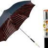 Luxury Umbrella with Bold Stripes and Gem-Encrusted Handle