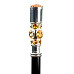 Luxury Umbrella with Bold Stripes and Gem-Encrusted Handle