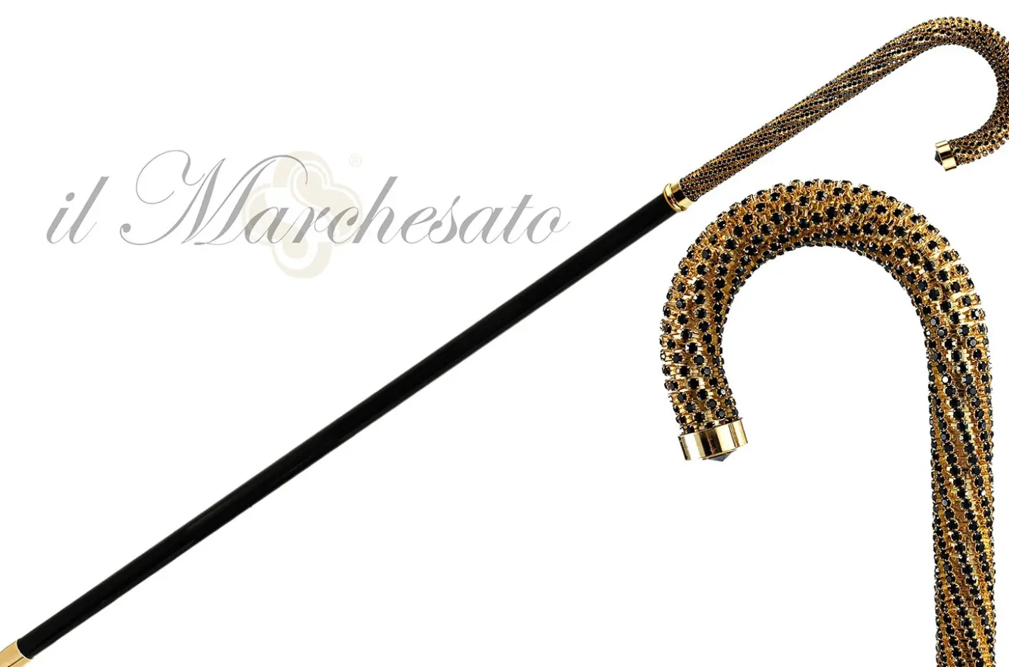 Luxury Walking stick Encrusted with hundreds Black Crystals