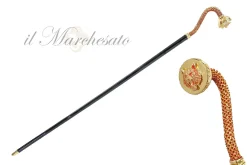 Luxury walking stick with Siam crystal and wolf