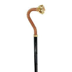 Luxury walking stick with Siam crystal and wolf