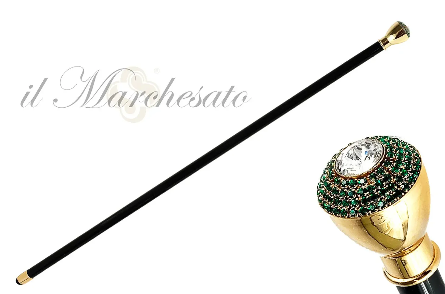 Luxury Walkingstick - Swarovski Crystal Encrusted Knob