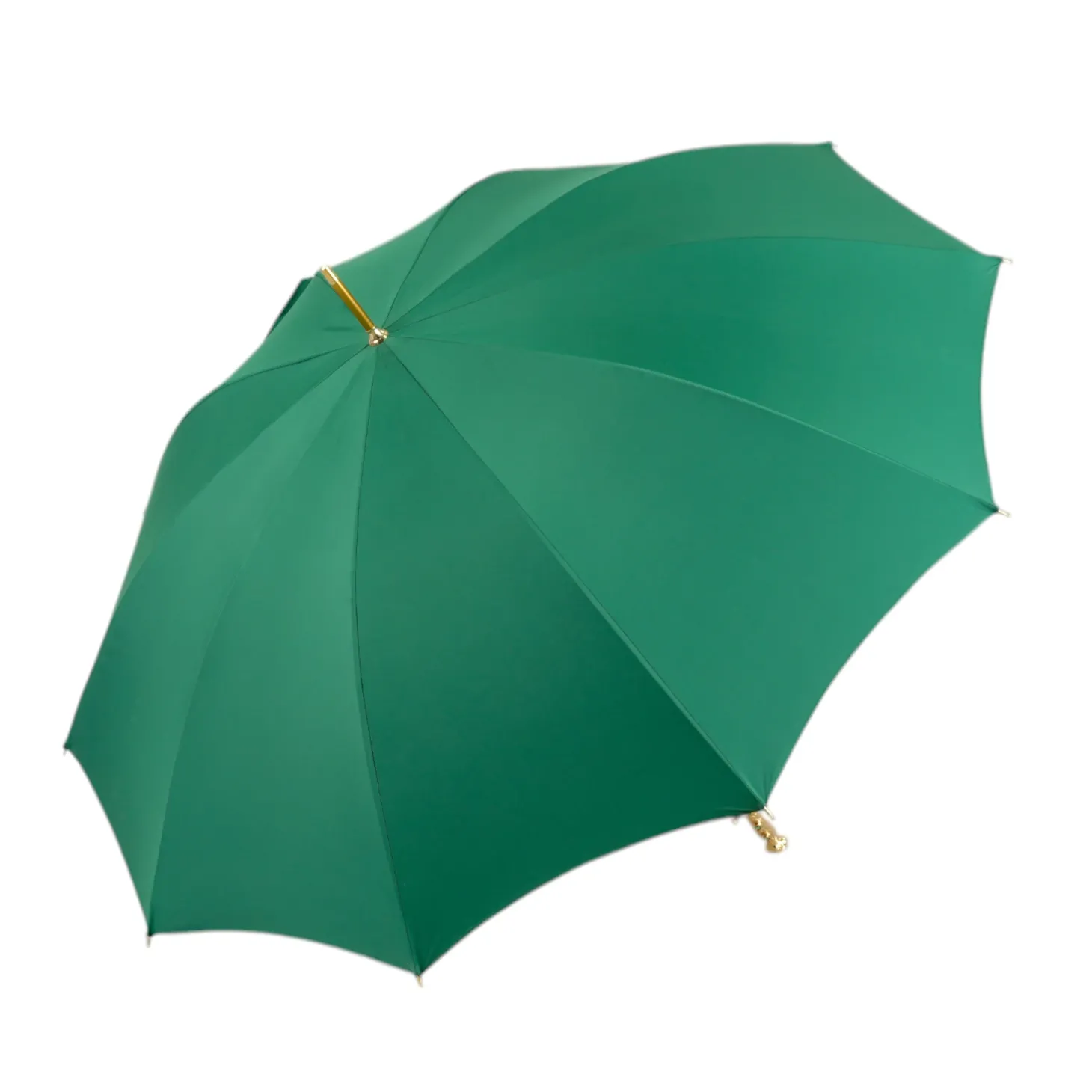 Majestic Green Umbrella with Ornate Sword Handle in 24K Gold Plating
