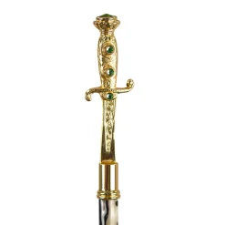 Majestic Green Umbrella with Ornate Sword Handle in 24K Gold Plating