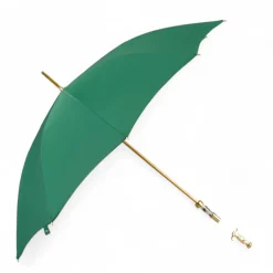 Majestic Green Umbrella with Ornate Sword Handle in 24K Gold Plating