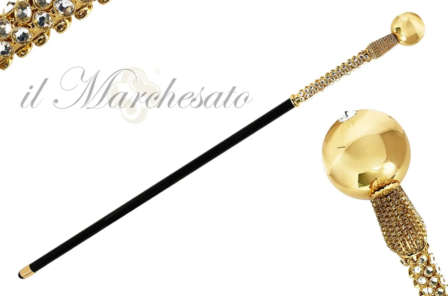 Majesty Walking Stick - Handle Rich in Swarovski Crystals