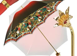 Marvelous Green and Red Umbrella with Goldplated flower