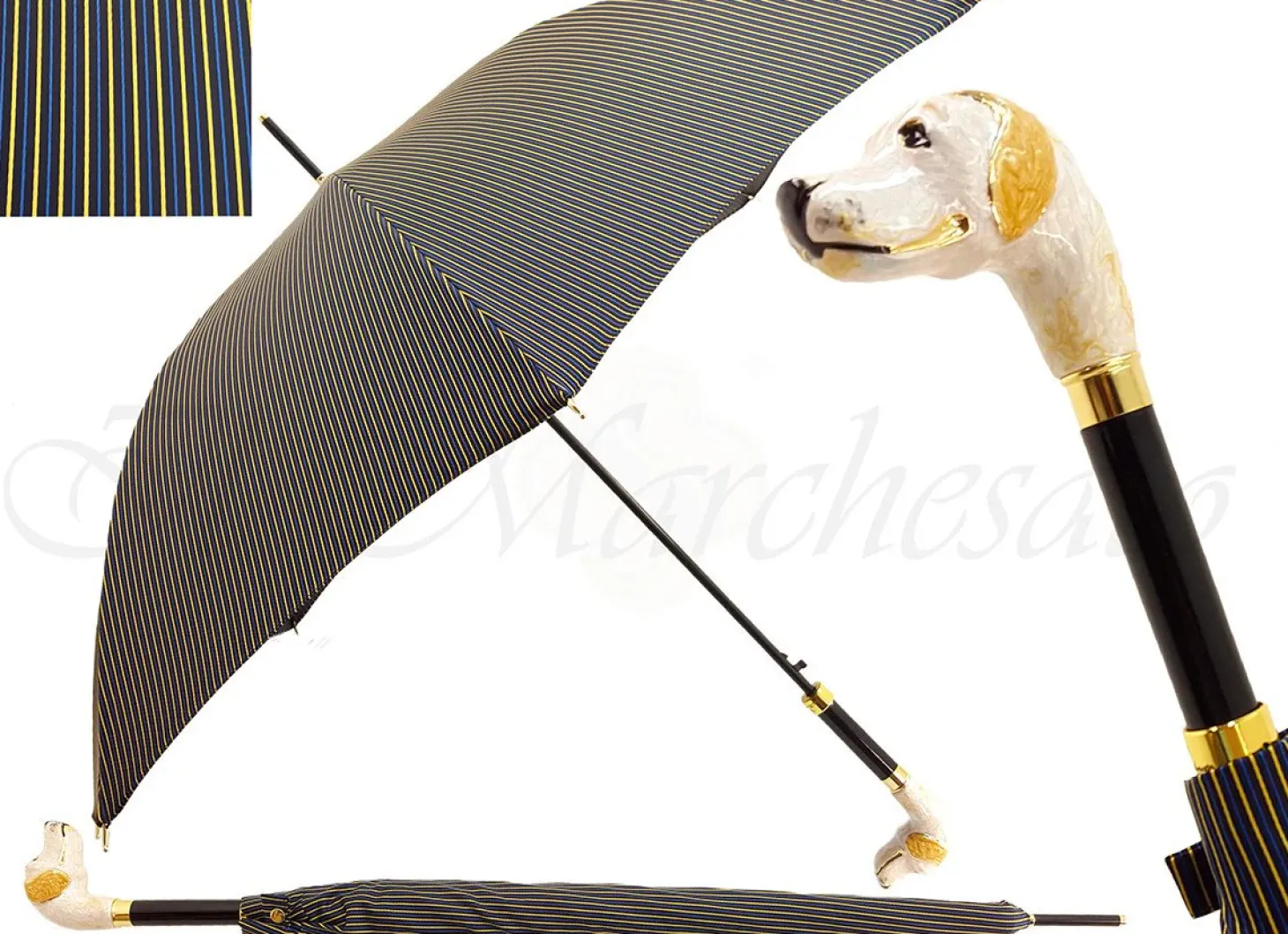Men's Stripe Umbrella - Hound Head Handle