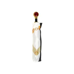 Midnight Glamour: Exclusive Black Umbrella Adorned with Bold Red Cryst