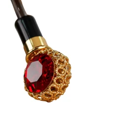 Midnight Glamour: Exclusive Black Umbrella Adorned with Bold Red Cryst