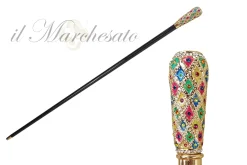 Milord Walking stick - Hand painted Knob with multicolor crystals