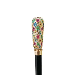 Milord Walking stick - Hand painted Knob with multicolor crystals