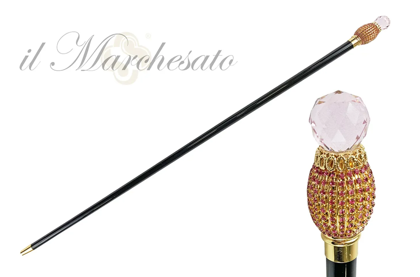 Milord Walking stick with Rose crystal sphere