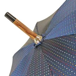 Multicolor dot umbrella with Malacca handle