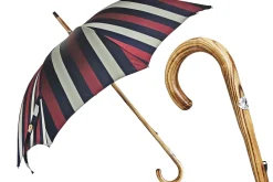 Multicolour Striped Umbrella - Natural beech Wood-Handle