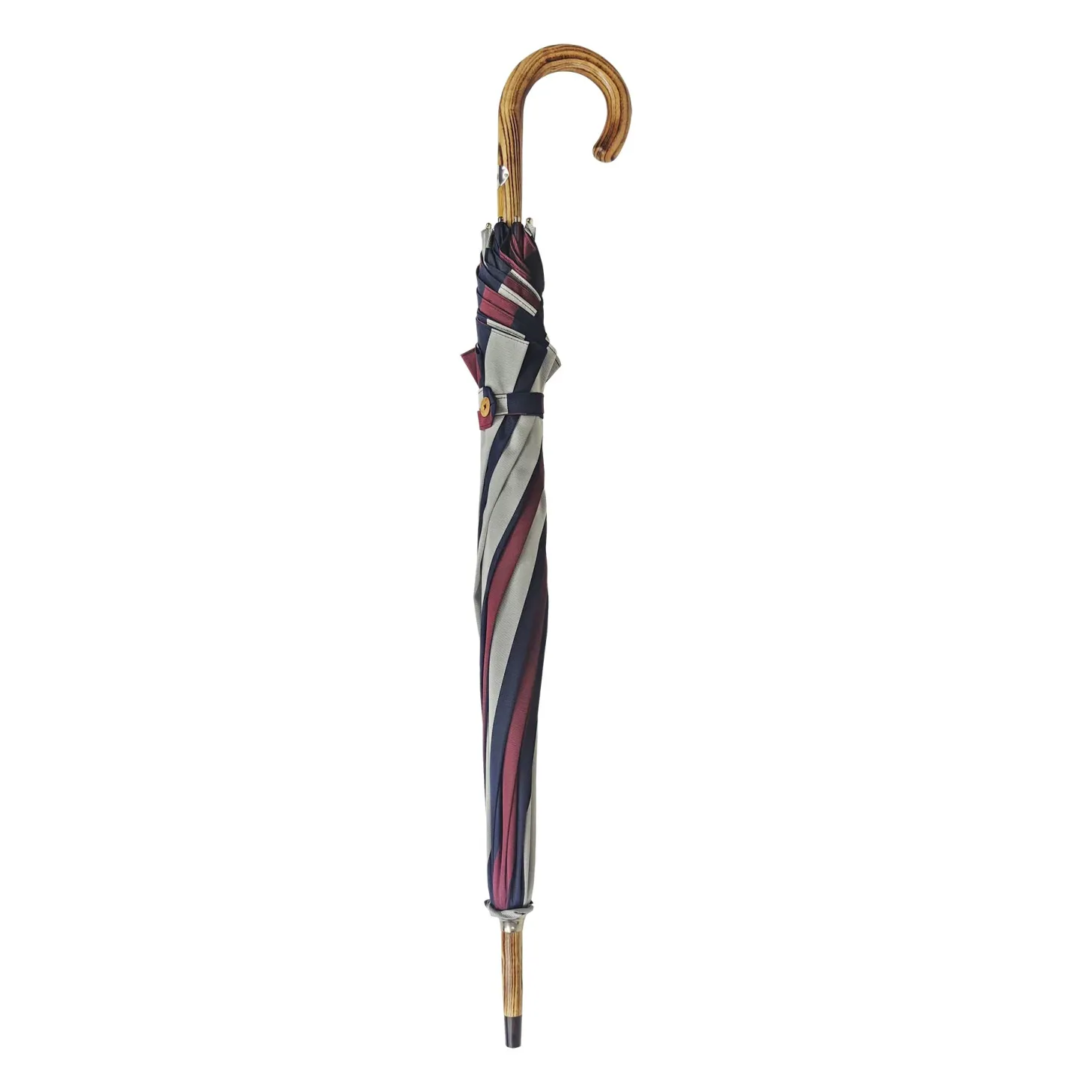 Multicolour Striped Umbrella - Natural beech Wood-Handle
