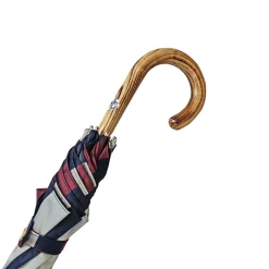 Multicolour Striped Umbrella - Natural beech Wood-Handle