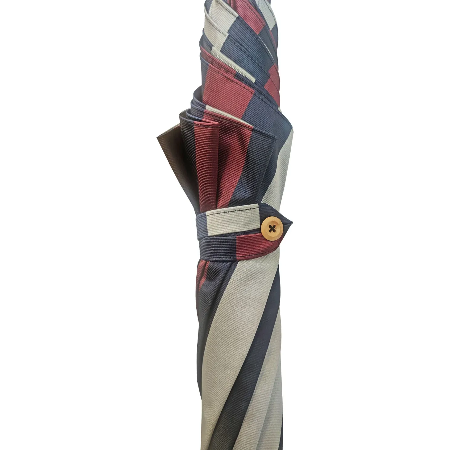 Multicolour Striped Umbrella - Natural beech Wood-Handle