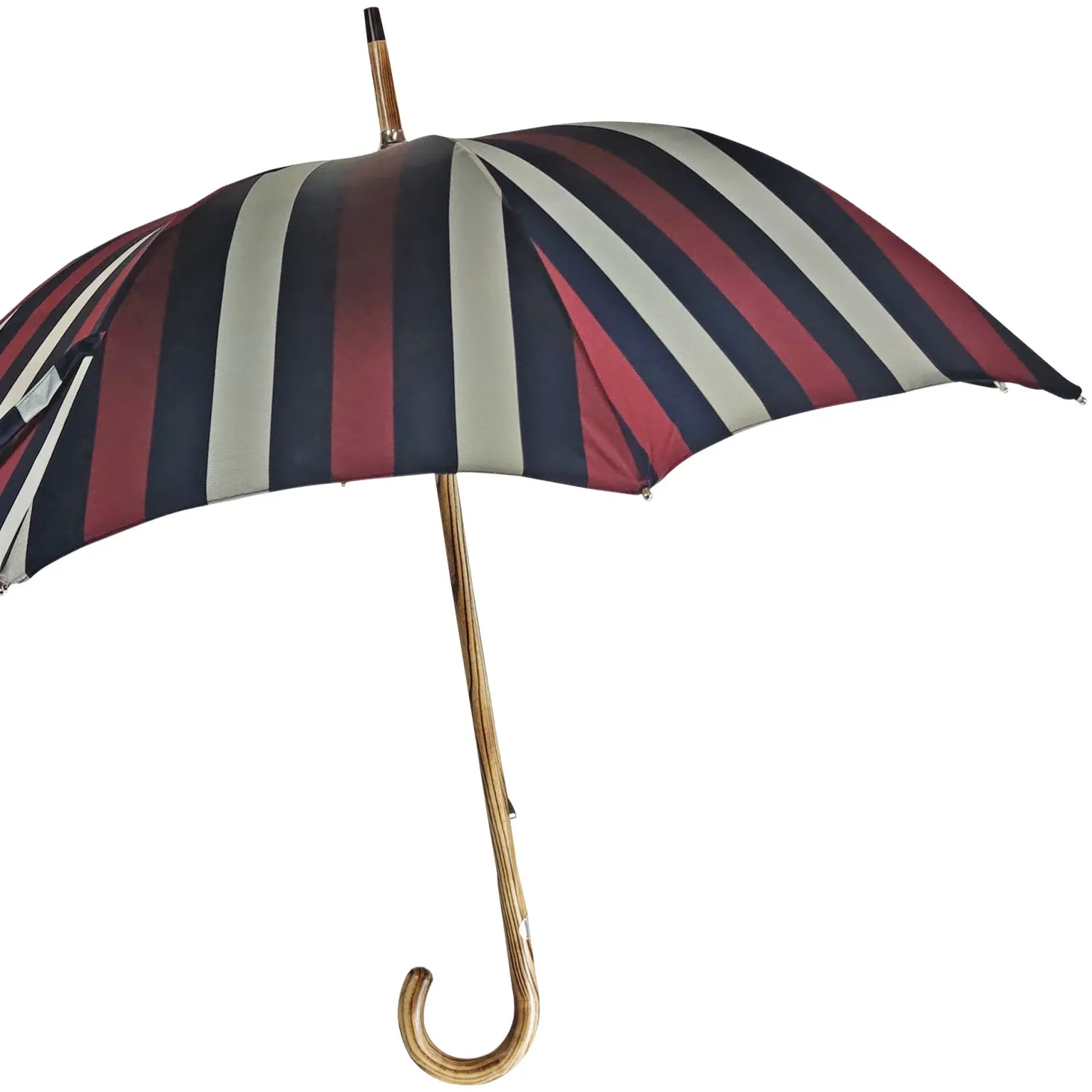 Multicolour Striped Umbrella - Natural beech Wood-Handle