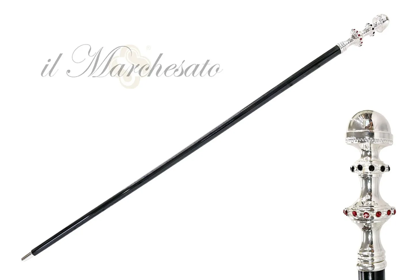 Mylord walking cane - Silverplated 925