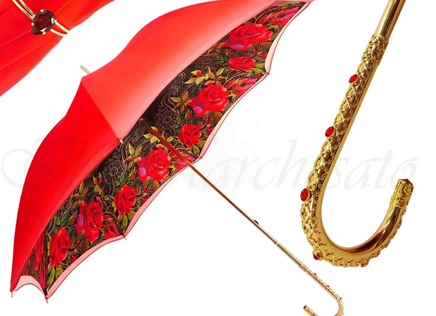 Orange Floral Umbrella, Double Canopy Luxury Ladies