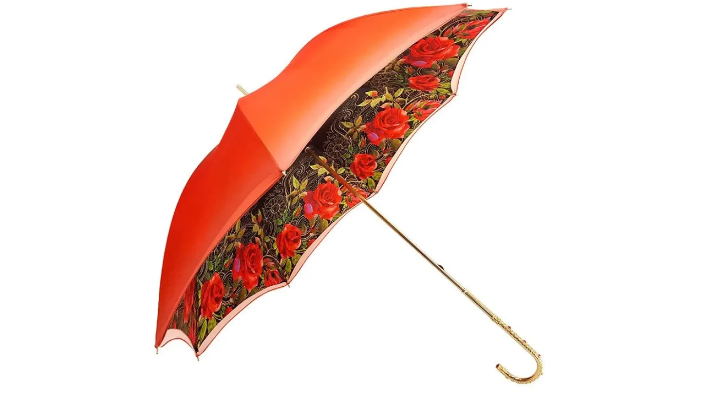 Orange Floral Umbrella, Double Canopy Luxury Ladies