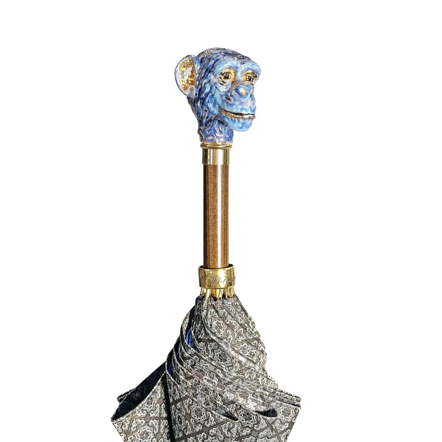 Original Monkey enameled handle - Handmade umbrella