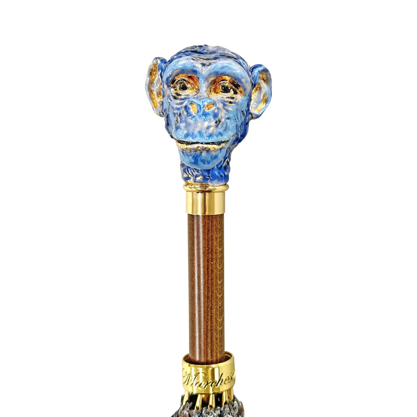 Original Monkey enameled handle - Handmade umbrella