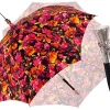 Parasol Multi-Color Floral Umbrella for Women - Black Leather Handle