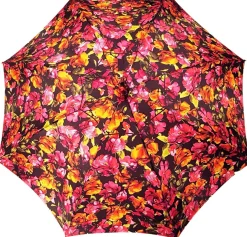 Parasol Multi-Color Floral Umbrella for Women - Black Leather Handle