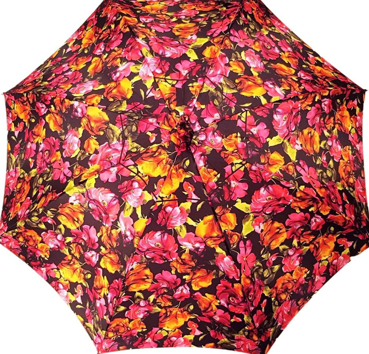 Parasol Multi-Color Floral Umbrella for Women - Black Leather Handle