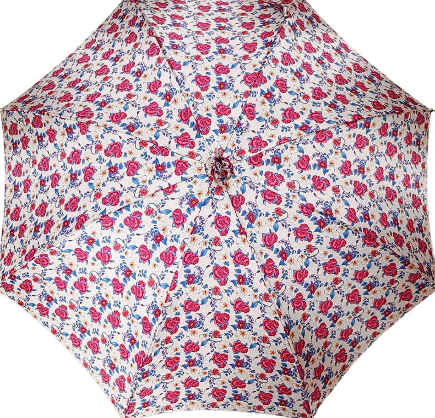 Pink Roses Parasol - Pink Leather Handle